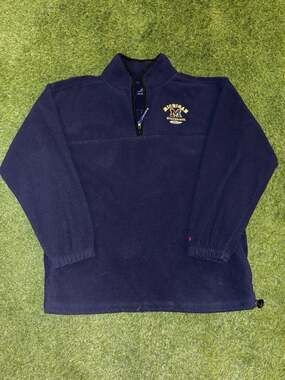 Vintage Pro Player Michigan Wolverines 1/4 Zip Navy Blue Fleece Sweatshirt Large